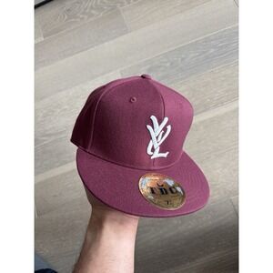 7 3/8 Playboi Carti YVL Fitted Hat Maroon White Opium ❤️✅ NEW SHIPS ASAP